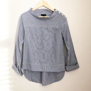 J Crew Funnel Neck Blouse Top with Hi Lo Hem